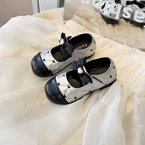 Chaussures plates de princesse à nœud en cuir PU souple pour filles, collection printemps-automne, vente chaude - Product Image 3