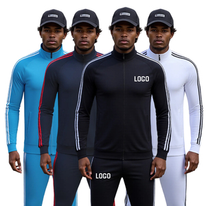 Conjunto de ropa deportiva personalizada de alta calidad Slim Fit Running Gym Poliéster Chaqueta de manga larga Pantalones de chándal en blanco - Product Image 5