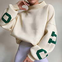 Sweat-shirt à col montant pour femme avec logo personnalisé, col à nœud, broderie, en molleton de coton, coupe oversize
