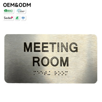 Plaques de nom en aluminium brossé 3D personnalisées, imprimées UV, bicolores, pour bureaux et salles de réunion, avec braille