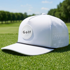 Gorra de Golf Blanca de 5 Paneles, Malla Transpirable, Impermeable, Ajustable, con Cierre a Presión, para Uso en Exteriores, Primavera/Verano, Unisex, Adulto, 100% - Product Image 1