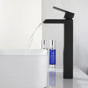 Waterfall Faucet Wash Basin Mixer Tap SUS304 Griferia Negro Single Handle Black Bathroom Faucet