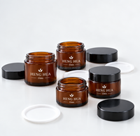 Pot en verre ambré à large ouverture pour crème cosmétique, disponible en 5g, 10g, 15g, 20g, 30g, 50g, 60g, avec couvercle noir ou blanc – Vente chaude