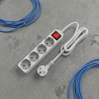 Rallonge électrique EU 4 broches avec interrupteur, adaptateur de prise universelle 16A en PC ignifuge de haute qualité