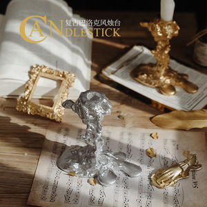 European Retro Candlestick Ornament Gold Resin Irregular Shape <b>Wedding</b> Dining Room Decoration Photo <b>Prop</b> Single Piece Package - Product Image 5