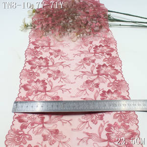 Bordado de encaje de flores de la fábrica de China 23cm negro rojo gris claro gasa bordada encaje ecológico para sujetador Lencería - Product Image 4