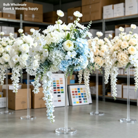 Boule de fleurs en soie bleue de haute qualité, personnalisée, 30 cm-80 cm, grande composition de roses artificielles, centre de table romantique pour mariage