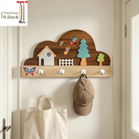 Étagères murales créatives en bois pour la décoration intérieure, porte-clés, supports en bois avec long crochet