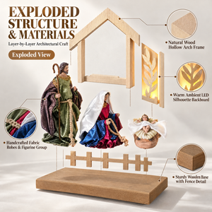 Crèche <span class=keywords><strong>de</strong></span> Noël en résine et tissu, décorations <span class=keywords><strong>de</strong></span> Noël, statue <span class=keywords><strong>de</strong></span> la Sainte Famille avec étoile <span class=keywords><strong>de</strong></span> Bethléem, décor lumineux pour table - Product Image 3