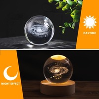 Base de lampe LED ronde en bois en gros, câble USB, interrupteur, base de veilleuse moderne pour boule de cristal 3D, lampe de nuit LED