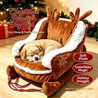 Lit pour chien en forme de traîneau de Noël, canapé d'hiver pour animaux de compagnie et lit pour chat, petit lit pour chien, respirant, chaud, en polyester, pour usage intérieur