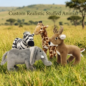 <span class=keywords><strong>Serie</strong></span> de Peluches Personalizados de Zebra, Elefante y Jirafa, Animales de Peluche Realistas, Regalo para Niños, Alivio del Estrés, Súper Suaves, Relleno de Algodón PP, 30 cm - Product Image 1