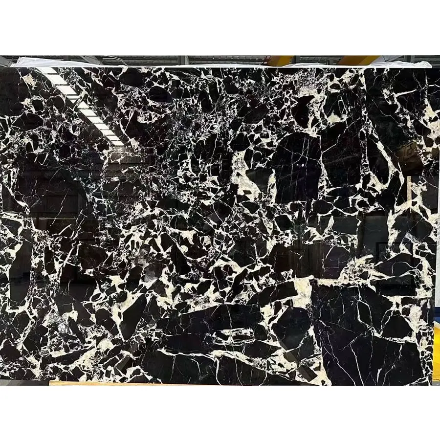 Lastra di marmo in pietra naturale di marmo lucido nero per piastrelle per pavimenti in marmo