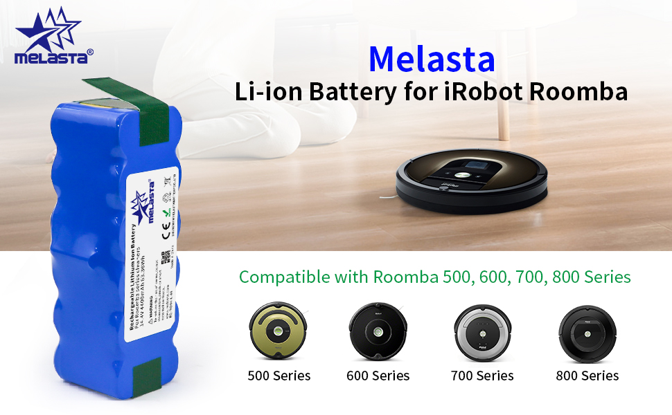 melasta 14.8V 5200mAh Iones de Litio Batería Repuesto de Compatible con iRobot Roomba 600 700 800 900 Series 960 966 980 985 614 615 620 640 650 655 675 690 760 770 780 790 860 870 880 890 895