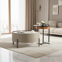 Ensemble de tables basses de salon de luxe moderne, design en cuir de selle, motif léger, durable, extensible, meubles de maison en pierre