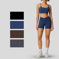 YNSEA Grosir Pakaian Olahraga Kustom, Pakaian Aktif Wanita, Legging Yoga, Pakaian Gym Wanita, Set Olahraga Wanita, Celana Pendek, Sport Bra, Set 2 Potong
