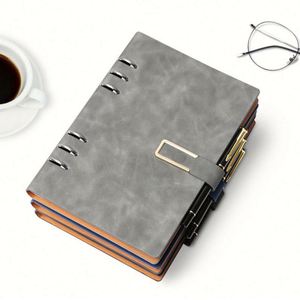 Custom Magnetic Buckle Promotional Business A5 PU Silk <b>Screen</b> Printed Loose-<b>Leaf</b> 6 Ring Refillable Notebook Binder - Product Image 1