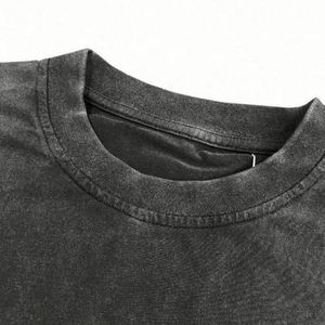 Custom Men's Vintage T-Shirts Acid Washed Distressed Oversized 100% Cotton Regular Fit Luxury Blank Solid Pattern Knitted O-Neck - Product Image 3