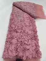 Tissu en dentelle brodée de fleurs 3D blanches de luxe, orné de perles et de paillettes, en tulle, pour robe de mariée, robe de soirée, en stock, livraison rapide