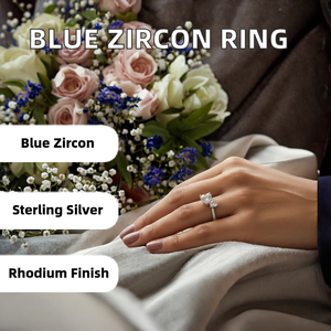 Wholesale Exquisite 925 Sterling Silver Women's Oval Cut Blue Zircon Engagement <b>Ring</b> Rhodium Plated Fine Jewelry for Weddings - Product Image 2