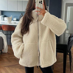 <span class=keywords><strong>Veste</strong></span> en sherpa épaisse d'hiver, manteau chaud pour femmes, manteau épais en peau d'agneau pour femmes, manteau pour femmes brodé sur mesure - Product Image 1