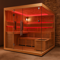 Ruang Sauna Uap Basah & Kering Modern Chorus dengan Pemanas Batu Vulkanik untuk Salon Kecantikan, Vila, Kayu Solid Buatan Tangan