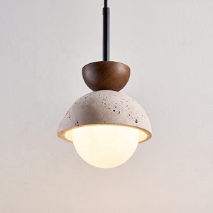 Lampe à <span class=keywords><strong>suspension</strong></span> moderne en béton pour l'intérieur Abat-jour globe en bois avec cordon réglable Lampe à <span class=keywords><strong>suspension</strong></span> suspendue en <span class=keywords><strong>terrazzo</strong></span> pour la maison - Product Image 1
