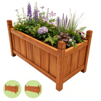 Jardinière rectangulaire en bois de sapin pour légumes d'extérieur, 2 tailles, bac à jardin surélevé écologique avec trou de drainage