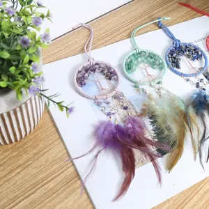 Großhandel New Design Dream Catcher Handgemachte hängende Naturstein Baum des Lebens Crystal Dream Catcher für Auto