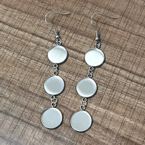 Stainless Steel Round <b>Earrings</b> Hollow Base DIY Ear <b>Hooks</b> Long Pendant Semi Finished Jewelry Findings - Product Image 4