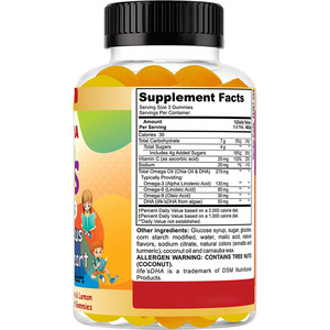 Gomitas de DHA para Niños, Suplemento de Aceite Omega 3, 6 y 9 para Niños, Apoya la Salud del Cerebro, la Visión y el Corazón, 60 Gomitas, Sabor Naranja y Limón - Product Image 2