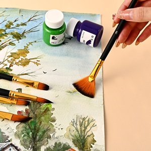 Ensemble de 12 pinceaux professionnels pour artistes, poils en nylon haute élasticité, manche ergonomique antidérapant, lavables, sans perte de poils, pour la <span class=keywords><strong>peinture</strong></span> - Product Image 4