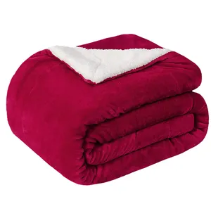 双面超柔软奢华毛毯保暖夏尔巴覆盖毛毯现代实心冬季廉价羊绒编织100% 涤纶2千克