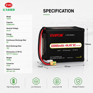 Batterie de drone légère à prix de gros 12S 22000mAh 44.4V Lipo 5C pour quadricoptère - Product Image 2