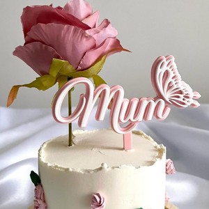 Acrylic <b>Cake</b> Topper Mum Butterfly <b>Cake</b> Decor Mother's Day Birthday Plugin 9cm Wide <b>Cake</b> <b>Decorating</b> <b>Supplies</b> - Product Image 2