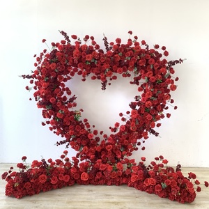 Heart Flower lengkungan bunga buatan pernikahan, bunga buatan bentuk hati lengkungan bunga latar belakang untuk dekorasi acara - Product Image 5