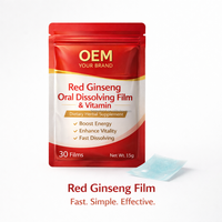 Film oral soluble au ginseng rouge, compléments alimentaires à base de plantes, enrichi en vitamines pour une nutrition optimale, produit OEM