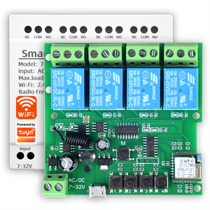 Module d'interrupteur WiFi intelligent TY-TDQ-4CH AC 85-250V DC 7-32V avec application <span class=keywords><strong>Tuya</strong></span> Smart Life, <span class=keywords><strong>RF</strong></span> <span class=keywords><strong>433</strong></span>, 4 canaux, compatible avec Alexa et Google Voice, télécommande vocale - Product Image 1