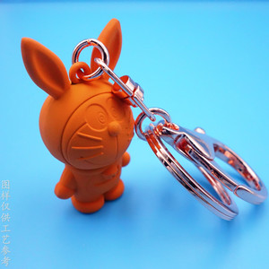 Porte-clés en métal 3D personnalisé en forme de lapin orange rouge, mousqueton durable, cadeau d'affaires, article promotionnel YSK75684159 - Product Image 1