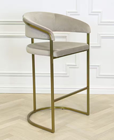 Chaise de comptoir haute en acier inoxydable chaise de bar rembourrée en velours tabouret bal pour la maison hôtel mariage vente en gros