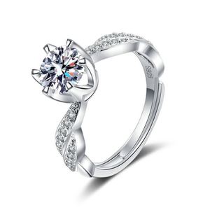 Anillo Ajustable para Mujer, Joyería Fina, Chapado en Platino, con Circonita, Diamante, Gema, Anillo Abierto, Banda Trenzada de Cobre Dorado - Product Image 5