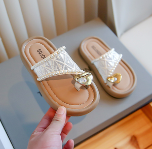 Summer Toe Cooling <b>Slippers</b> With Exposed Heel Anti Breathable Pearl <b>Slippers</b> With Exposed Toe Kids Sandals Size 26-36 - Product Image 5