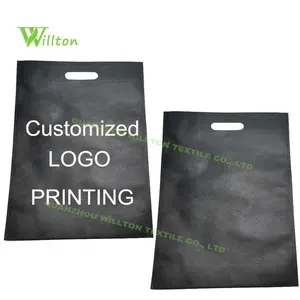 70gsm 80gsm black shopping bags for shoes and cloth d-cut nonwoven bags bolsa tnt personalizada