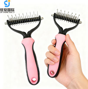 Spazzola da Bagno per Cani in Acciaio Inox e TPR, Pettine a Doppia Faccia per Rimozione Nodi e Pelo di Gatti, Sicuro e Portatile - Product Image 1