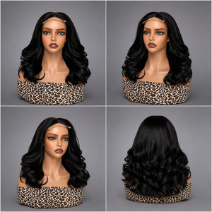 <span class=keywords><strong>Parrucca</strong></span> Body Wave con Chiusura in Pizzo 4x4, <span class=keywords><strong>Capelli</strong></span> Umani e Sintetici, Nero Naturale, Vendita all'Ingrosso - Product Image 5