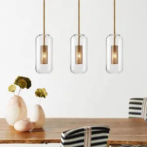 Modern luxury fixtures dining restaurant table decor lamp hand blown glass led chandelier pendant light