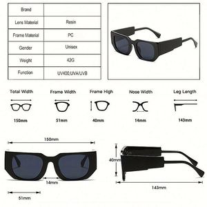 Lunettes de soleil œil de chat léopard bleues à grande monture, personnalisables avec logo, pour hommes et femmes, monture large, style carré, vente en gros - Product Image 4