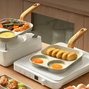 Nonstick Divided Grill Pan Pancake Pan 3/4 Hole Frying Egg and Hamburger Fry Pan Skillet For Breakfast