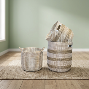 Cestas de Almacenamiento de Ratán Natural Redondas con Asas, Apilables, Estilo Nórdico, para Organización de Artículos Diversos - Product Image 2