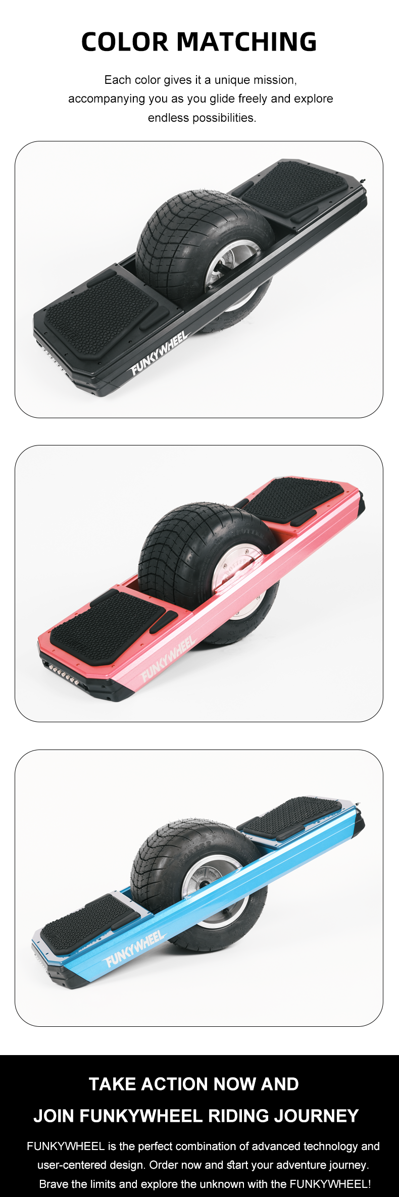 FUNKYWHEEL 700W One Wheel Unicycle High-Speed Self-Balancing